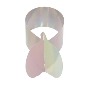 Iridescent laser cut pumpkin napkin ring with heart clasp for festive table decor