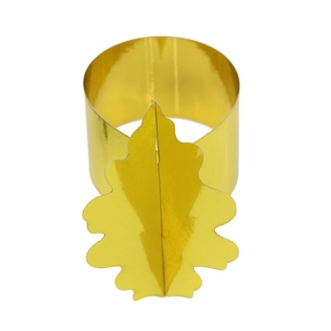 Rond de serviette feuille de chêne doré brillant pour Thanksgiving et décoration de table