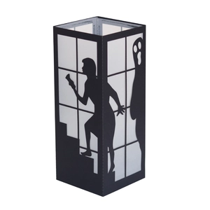Halloween ghost paper lantern with black frame and female silhouette shadow light