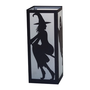 Halloween black witch lantern with ghost silhouette for seasonal home decor lighting