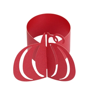 Laser-cut red paper pumpkin napkin ring for Halloween festive dining table decor