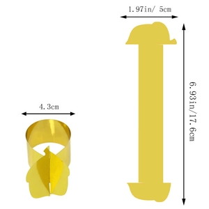 Dimensions of gold fruit leaf napkin ring showing flat and folded size for party decor
