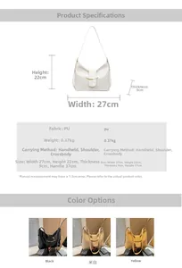 Detailed size chart for minimalist PU leather bucket bag with 27x22x9cm dimensions
