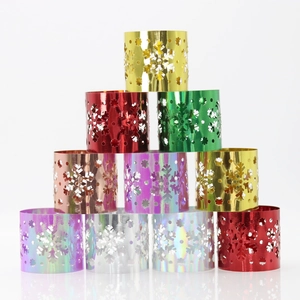 Laser Cut Snowflake Napkin Rings Mirror Reflective Artificial Pearl Paper Buckles For Christmas Wedding Banquet Table Decoration