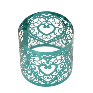 Elegant teal heart pattern hollow napkin ring for wedding and banquet table decor