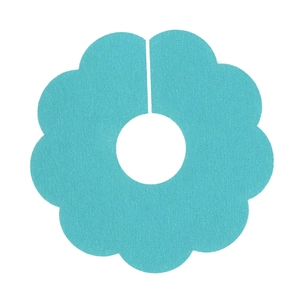 Turquoise flower-shaped kraft paper wine glass card with central hole for party events