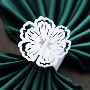 Elegant Artificial Pearl Paper Napkin Rings Laser Cut Hollow Flower Butterfly Design For Wedding Banquet Party Table Decoration