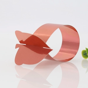 Macro view of rose gold butterfly napkin ring with polished finish for festive parties
