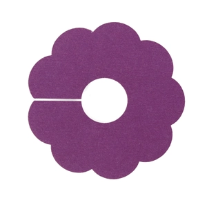 Detail of flower-shaped foam wine glass card protector with center hole and slit
