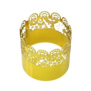 Elegant gold hollow lace napkin ring with laser-cut floral pattern for party table decoration