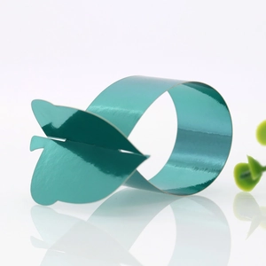 Green butterfly napkin ring with glossy mirror finish for Thanksgiving party table decor