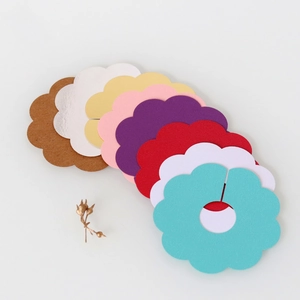 Floral paper wine glass cards in various colors for party table seat name placement