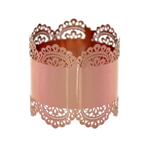 Elegant rose gold lace napkin ring with laser-cut floral patterns for wedding party decor