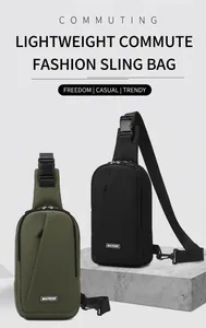 Front view of durable nylon chest bags in olive green and black for outdoor sports