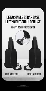 Detail of detachable shoulder strap buckle for left and right side carrying options