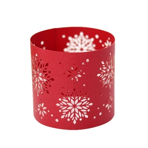 Elegant red laser-cut snowflake napkin ring for Christmas party and hotel table setting
