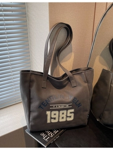 Sac Tote en Toile Vintage Style Coréen pour Femmes Grande Capacité Retro 1985 Impression de Lettres Sac à Épaule Shopping Casual École