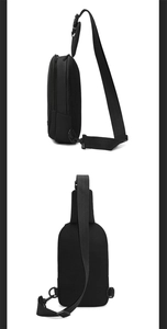 Breathable mesh back and side D-ring detail of the black multi-functional sling bag
