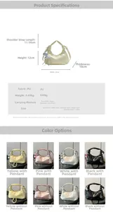 Détails des dimensions et options de couleurs du sac à main en cuir brillant plissé