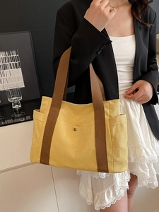 Women Casual Canvas Tote Bag Large Capacity Multifunctional Commuter Shoulder Bag All-match Underarm Handbag For Daily Use
