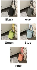 Vertical nylon crossbody bags for water bottles and phones in five versatile colors