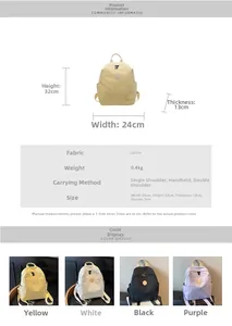 Detailed size chart for lightweight canvas backpack showing dimensions and features