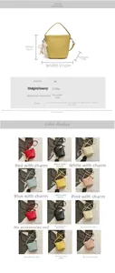 Specifiche dettagliate delle dimensioni per borsa a secchiello in pelle PU in 6 colori