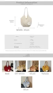 Size chart for woven straw tote bag showing 45cm width and 33cm height with handle detail