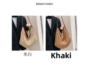 Détail du sac hobo tissé main avec bandoulière en cuir et gland décoratif à franges