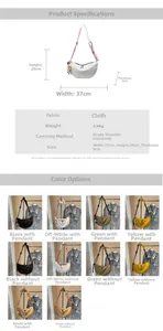 Tabla de tallas detallada y opciones multicolores para el bolso bandolera casual moderno