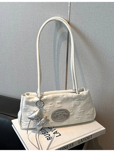 Borsa Sottobraccio in Nylon Jacquard Floreale Vintage per Donna Borsa a Tracolla Minimalista con Pendente a Fiocco Argento