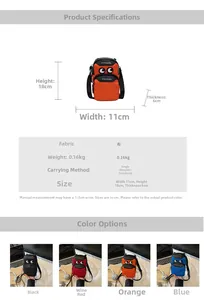 Detailed size specifications for minimalist canvas mini crossbody bag 11x18x6cm
