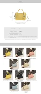 Detailed size chart and specifications for the PU leather bucket bag with color options