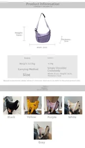 Detailed dimensions and multi-color options of the lightweight polyester dumpling bag