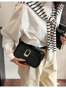 Bolso Bandolera Cuadrado de Cuero PU Simple para Mujer Bolso de Hombro para Axila a la Moda Con Hebilla de Metal Dorado Cierre Magnético Bolso Casual para el Trabajo Diario