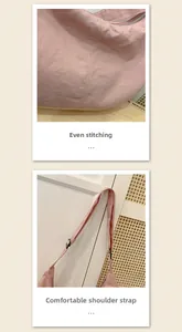 Detail of pink nylon bag showing precise stitching and adjustable shoulder strap buckle