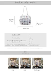 Detailed dimension guide and PU material specifications for cartoon shoulder tote bag