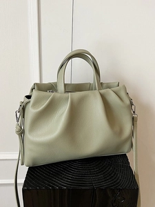 Damen Mode Gerafft PU Leder Beuteltasche Trendy Einfarbig Plissee Umhängetasche Große Kapazität Pendeln Tote Handtasche