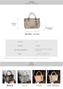 Detailed size specifications for a woven bucket bag with dimensions and color options
