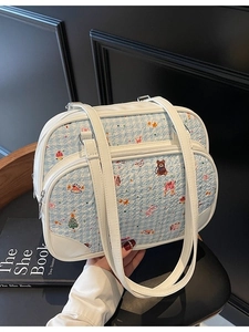 Women Cartoon Bear Print PU Leather Shoulder Bag Large Capacity Underarm Bag Casual Fashion Tote Bag For Daily Shopping Ladies