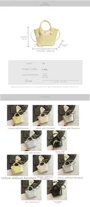 Detailed size specifications for a stylish PU leather crossbody bucket bag with pearl chain