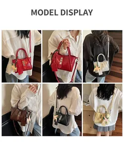Showcase of women crocodile texture handbags in various colors with pony charm