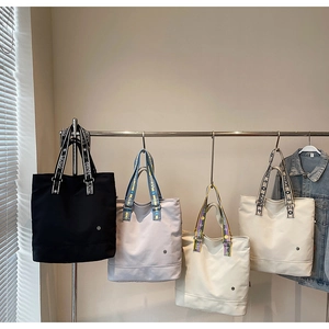 Multiple colors of large canvas tote bags with stylish SJCHAO decorative wide straps