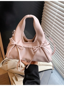 Women PU Leather Shoulder Bag Sweet Bow Detail Dumpling Shape Small Square Bag Versatile Crossbody Handbag For Daily Wear