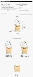 Detaillierte Größentabelle für geflochtene PU-Tasche mit Maßen und Farboptionen