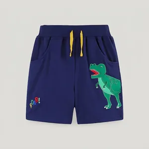 Jungen Cartoon Dinosaurier Bestickte Shorts Sommer Baumwolle Casual Sporthosen Für Kinder Elastische Taille Kordelzug Unterteile