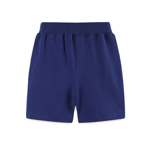 Dunkelblaue Baumwoll-Shorts für Jungen mit niedlicher Dino-Stickerei und Gummibund