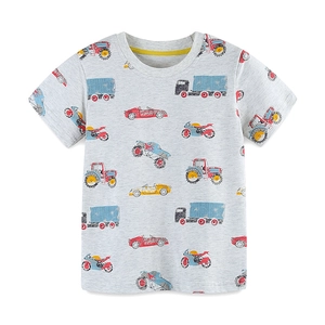 Ensemble t-shirt garçon à manches courtes avec motifs véhicules sur coton gris