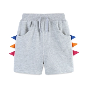 Boys knitted grey shorts with dinosaur spine spikes and elastic drawstring waistband