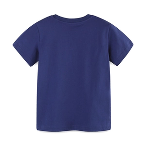 T-shirt bleu marine pour garçon en coton à manches courtes avec col rond classique